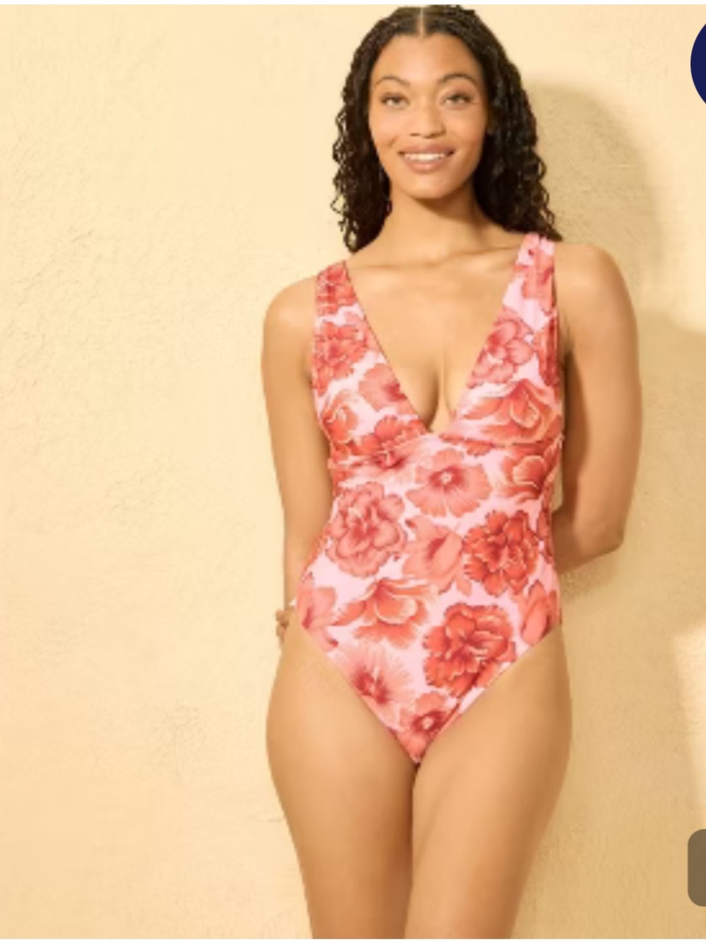 🚘 🆕 Shade & Shore Coral-Accented Swimwear Label S (4-6) deep v full coverage